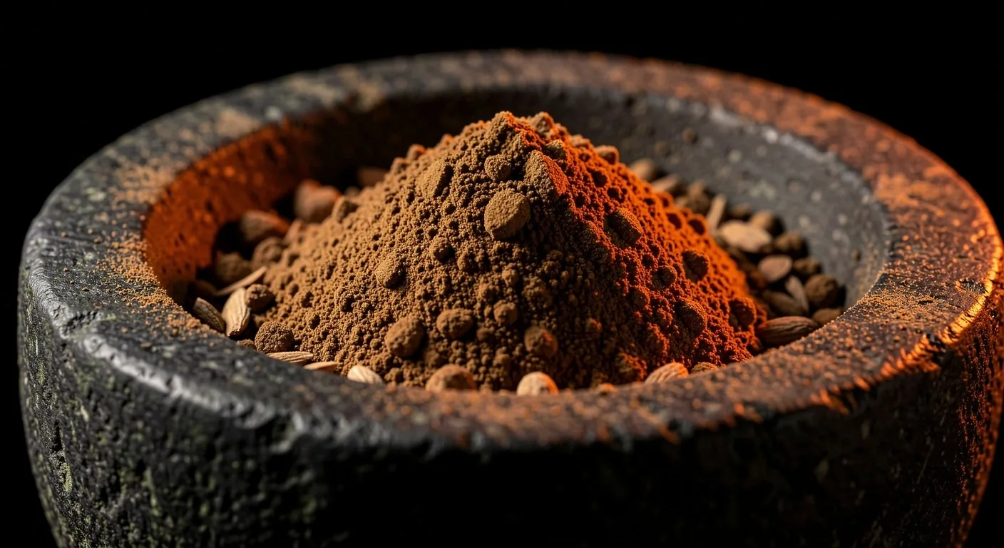 Ashwagandha root powder in a stone mortar